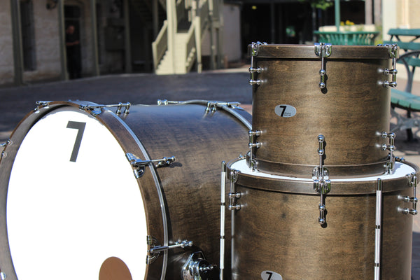 7drums 3 Piece Kit | Texas Aged Ebony Stain | Chrome | Tube Lugs