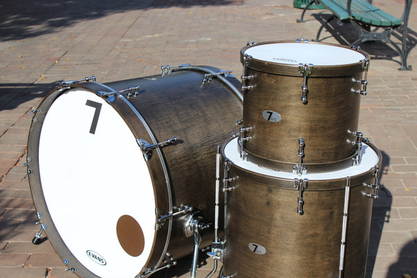 7drums 3 Piece Kit | Texas Aged Ebony Stain | Chrome | Tube Lugs