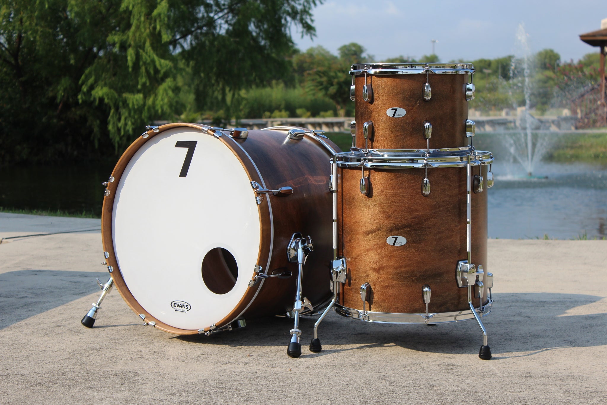 7drums 3 Piece Kit | Texas Aged Rustic Stain | Chrome | Beaver Tail