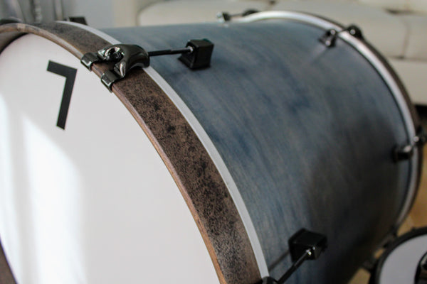 7drums 3 Piece Kit | Texas Aged Summit Blue Stain | Black Nickel | Die Cast Lugs