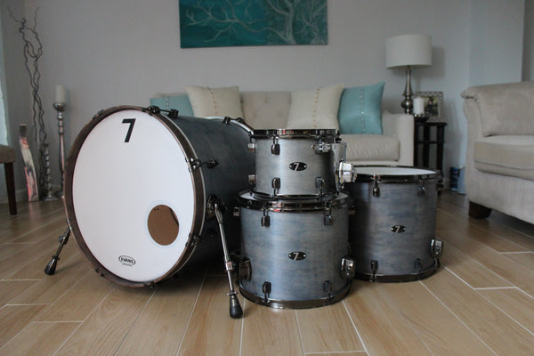 7drums 3 Piece Kit | Texas Aged Summit Blue Stain | Black Nickel | Die Cast Lugs