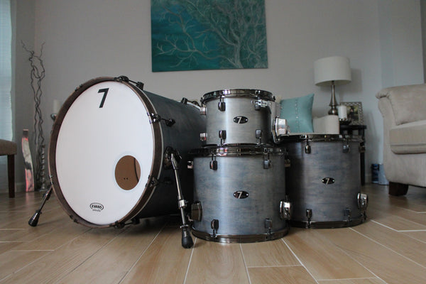 7drums 3 Piece Kit | Texas Aged Summit Blue Stain | Black Nickel | Die Cast Lugs