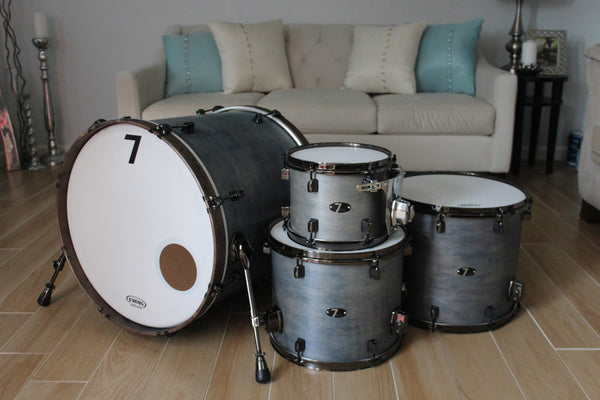 7drums 3 Piece Kit | Texas Aged Summit Blue Stain | Black Nickel | Die Cast Lugs