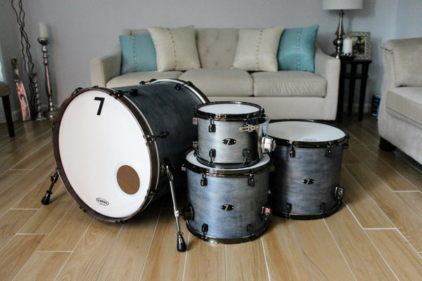 7drums 3 Piece Kit | Texas Aged Summit Blue Stain | Black Nickel | Die Cast Lugs