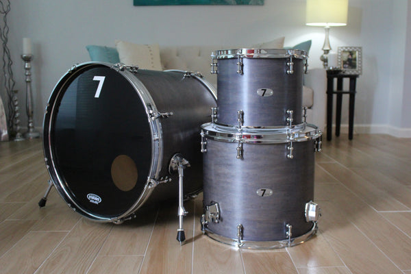 7drums 3 Piece Kit | Texas Aged Summit Blue Stain | Chrome | Tube Lugs