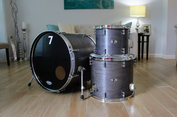 7drums 3 Piece Kit | Texas Aged Summit Blue Stain | Chrome | Tube Lugs