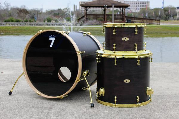 7drums 3 Piece Kit | Texas Aged Ebony Stain | Brass | Tube