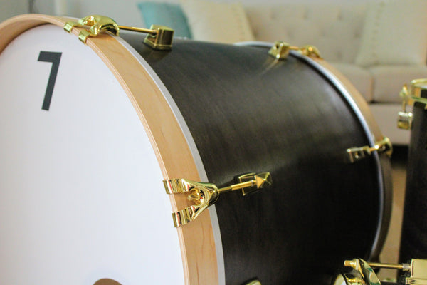 7drums 4 Piece Kit | Texas Aged Ebony Stain | Brass | Die Cast Lugs