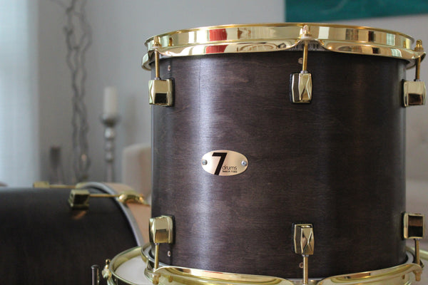 7drums 4 Piece Kit | Texas Aged Ebony Stain | Brass | Die Cast Lugs