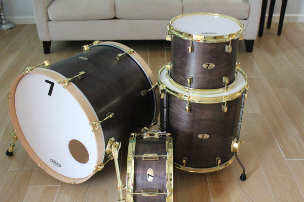 7drums 4 Piece Kit | Texas Aged Ebony Stain | Brass | Die Cast Lugs