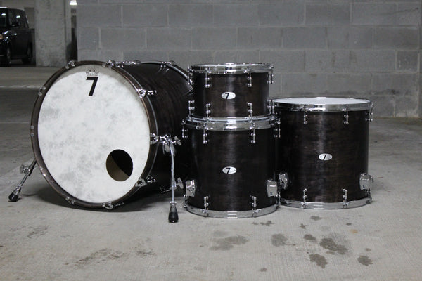 7drums 4 Piece Kit | Texas Aged Ebony Stain | Chrome | Tube Lugs