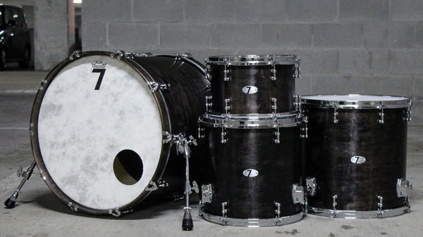 7drums 4 Piece Kit | Texas Aged Ebony Stain | Chrome | Tube Lugs
