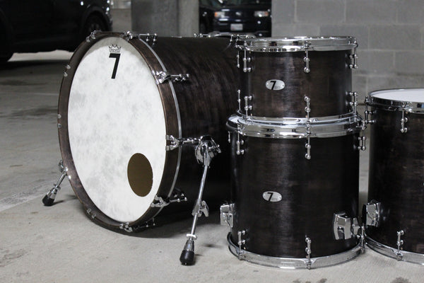 7drums 4 Piece Kit | Texas Aged Ebony Stain | Chrome | Tube Lugs