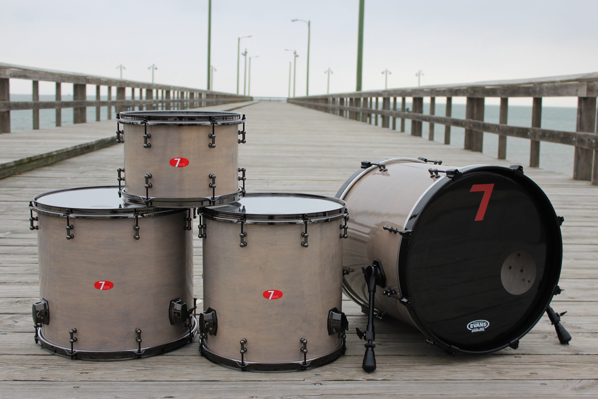 7drums "Thunder" 4 Piece Kit | Texas Aged Smoke Stain | Black Nickel | Tube Lugs
