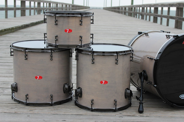 7drums "Thunder" 4 Piece Kit | Texas Aged Smoke Stain | Black Nickel | Tube Lugs