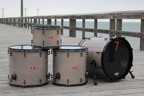 7drums "Thunder" 4 Piece Kit | Texas Aged Smoke Stain | Black Nickel | Tube Lugs