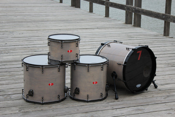 7drums "Thunder" 4 Piece Kit | Texas Aged Smoke Stain | Black Nickel | Tube Lugs