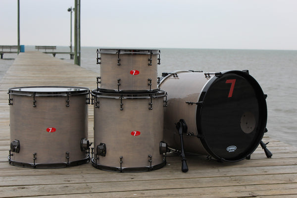 7drums "Thunder" 4 Piece Kit | Texas Aged Smoke Stain | Black Nickel | Tube Lugs
