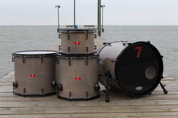 7drums "Thunder" 4 Piece Kit | Texas Aged Smoke Stain | Black Nickel | Tube Lugs