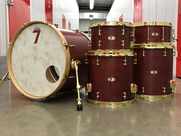 7drums 5 Piece Kit | Texas Aged Crimson Stain | Brass | Tube Lugs