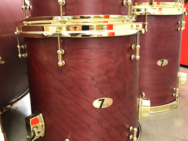7drums 5 Piece Kit | Texas Aged Crimson Stain | Brass | Tube Lugs