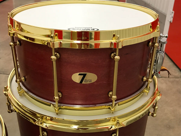 7drums 5 Piece Kit | Texas Aged Crimson Stain | Brass | Tube Lugs