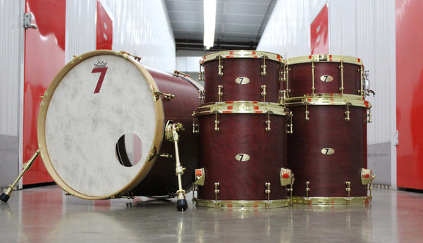7drums 5 Piece Kit | Texas Aged Crimson Stain | Brass | Tube Lugs