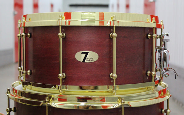 7drums 5 Piece Kit | Texas Aged Crimson Stain | Brass | Tube Lugs