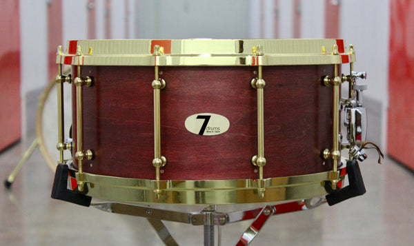 7drums 5 Piece Kit | Texas Aged Crimson Stain | Brass | Tube Lugs