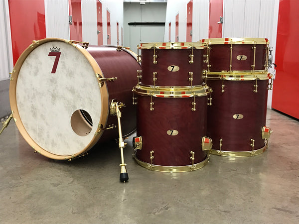 7drums 5 Piece Kit | Texas Aged Crimson Stain | Brass | Tube Lugs