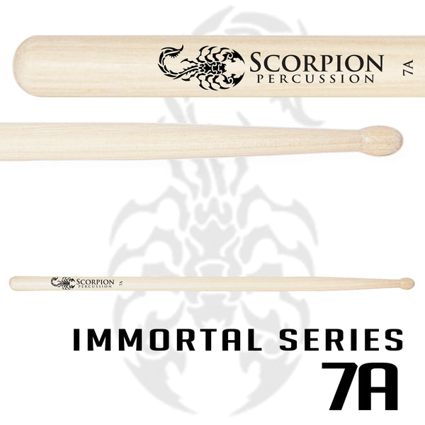 Scorpion Percussion Immortal Series 7A Oval Tip - Natural Finish