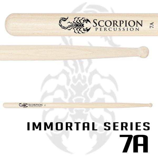 Scorpion Percussion Immortal Series 7A Ball Tip - Natural Finish