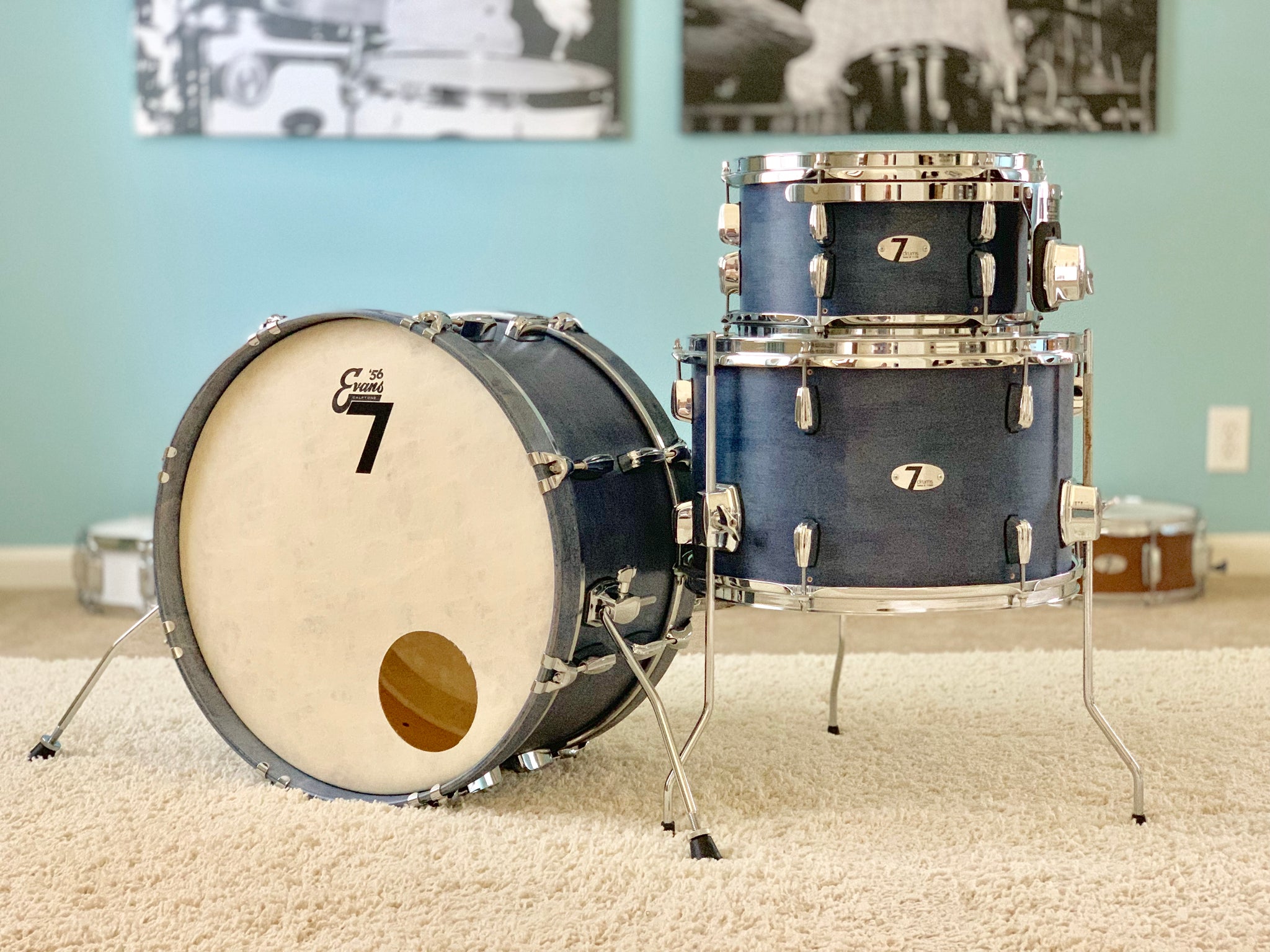 7drums 3 Piece Club Kit | Texas Aged Summit Blue | Chrome