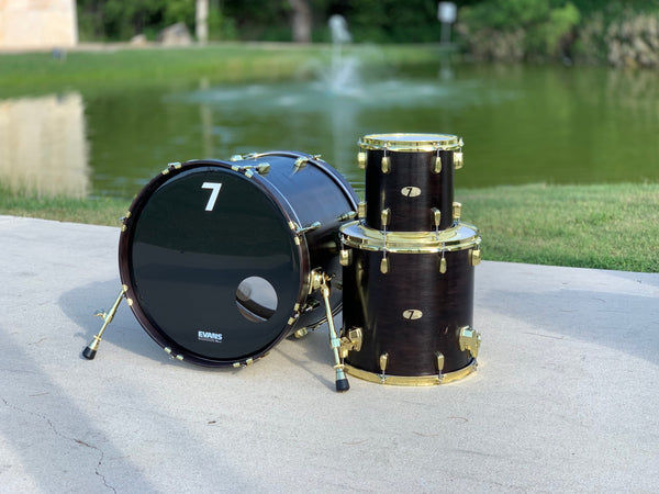 7drums 3 Piece Kit | Texas Aged Ebony Stain | Brass
