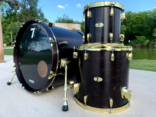 7drums 3 Piece Kit | Texas Aged Ebony Stain | Brass