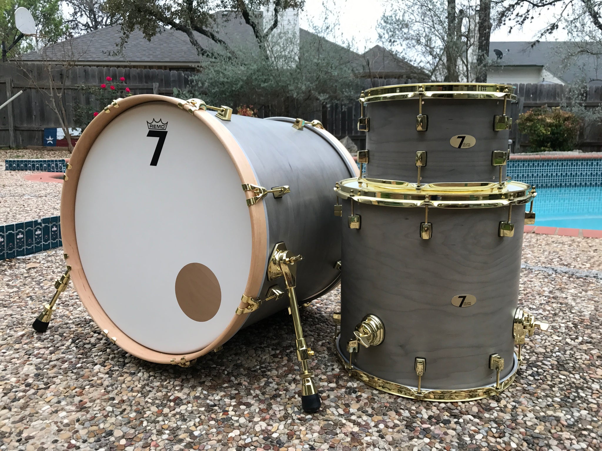 7drums 3 Piece Kit | Texas Aged Smoke Stain | Brass