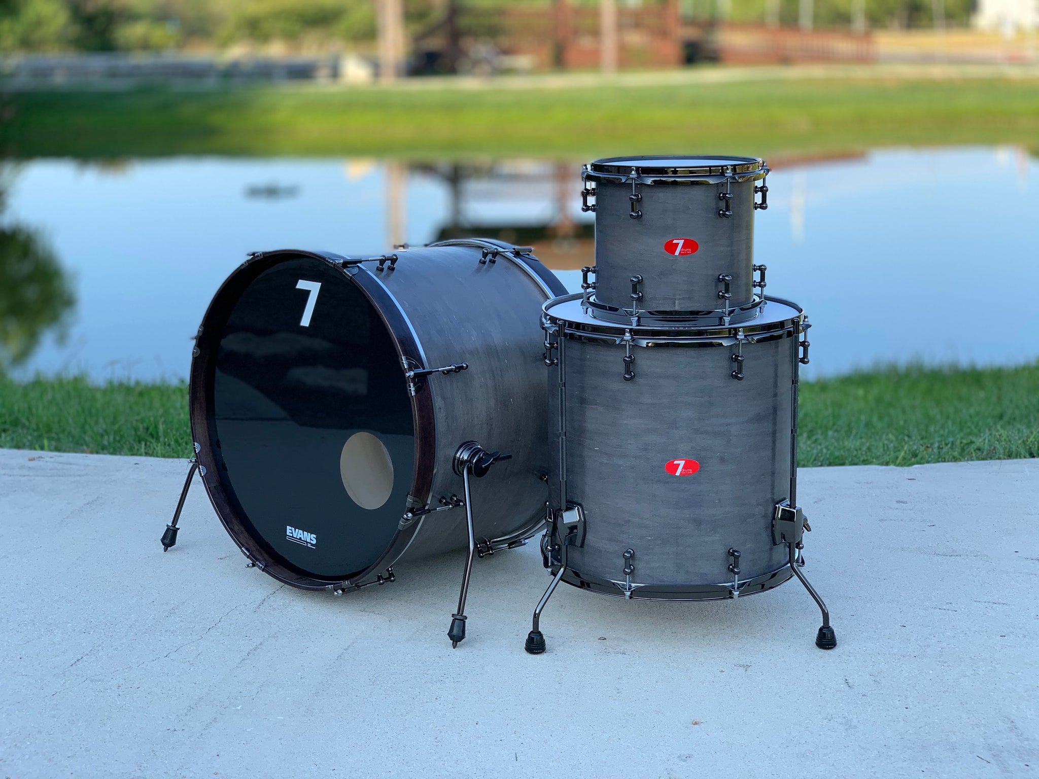 7drums "Thunder" 3 Piece Kit | Texas Aged Smoke Stain | Black Nickel