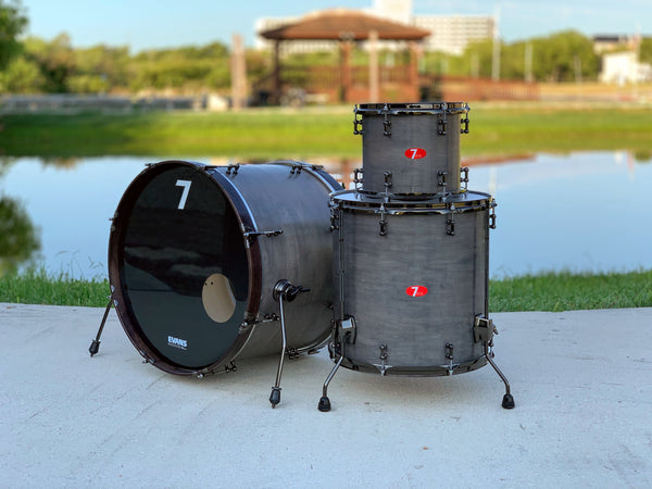 7drums "Thunder" 3 Piece Kit | Texas Aged Smoke Stain | Black Nickel