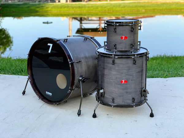7drums "Thunder" 3 Piece Kit | Texas Aged Smoke Stain | Black Nickel