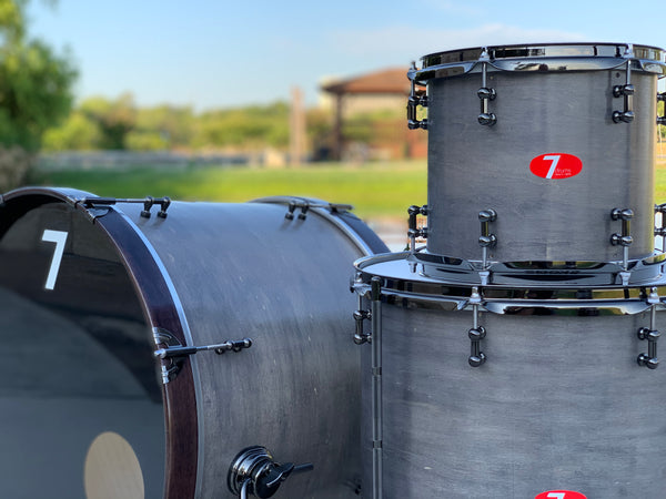 7drums "Thunder" 3 Piece Kit | Texas Aged Smoke Stain | Black Nickel