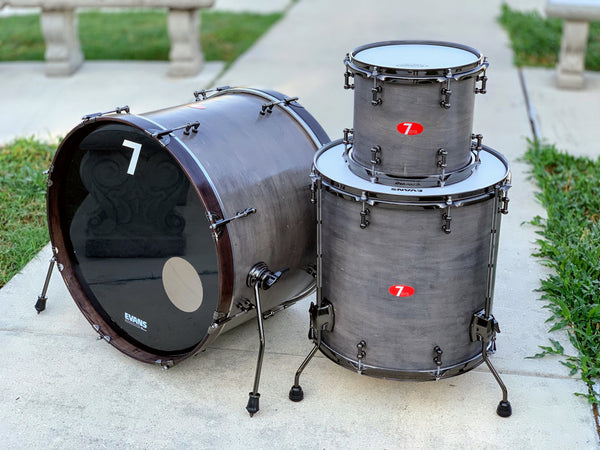 7drums "Thunder" 3 Piece Kit | Texas Aged Smoke Stain | Black Nickel