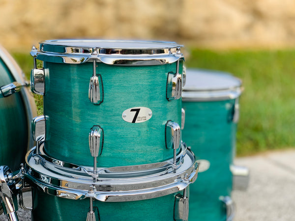 7drums 4 Piece Kit | Texas Aged Emerald Stain | Chrome