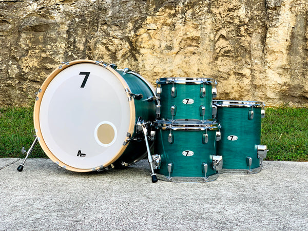 7drums 4 Piece Kit | Texas Aged Emerald Stain | Chrome