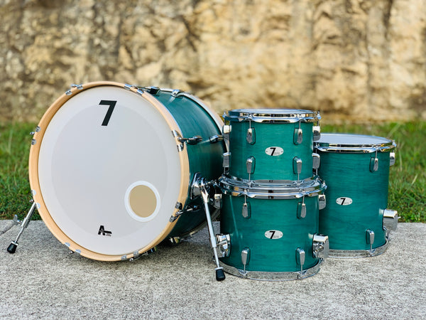 7drums 4 Piece Kit | Texas Aged Emerald Stain | Chrome