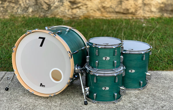 7drums 4 Piece Kit | Texas Aged Emerald Stain | Chrome