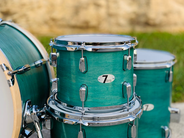 7drums 4 Piece Kit | Texas Aged Emerald Stain | Chrome