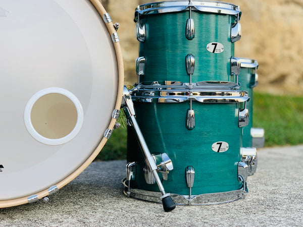 7drums 4 Piece Kit | Texas Aged Emerald Stain | Chrome