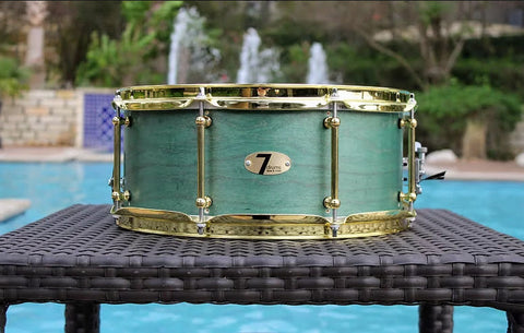 7drums 6.5x14 Snare Drum | Texas Aged Emerald Stain | Brass