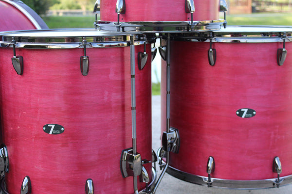 7drums "Texas Series" 4 Piece Kit | Texas Aged Crimson Stain | Black Nickel