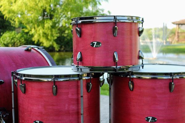 7drums "Texas Series" 4 Piece Kit | Texas Aged Crimson Stain | Black Nickel